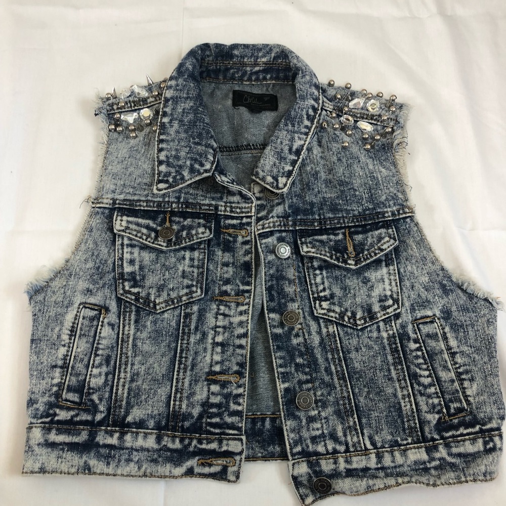 90’s Style jeweled Jean Cropped Vest!